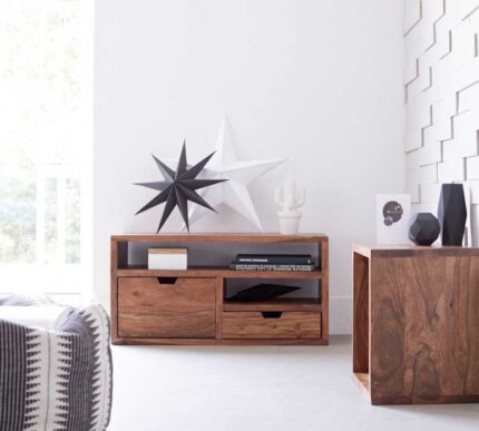 Buy Cube Design Small Teak TV Stand Online | TeakLab