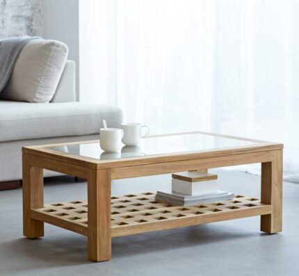 Buy Rectangular Teak Coffee Table with Design Online | TeakLab