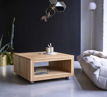 Buy Square Teak Coffee Table 4 Wheel Online | TeakLab