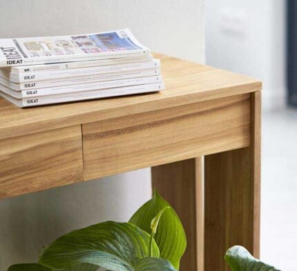 Buy Natural Solid Teak Console Table with 1 Drawer Online | TeakLab 1