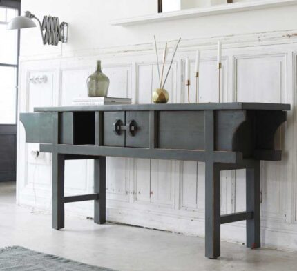 Buy Console Table with 2 Sliding side Cupboard doors Online | TeakLab 1