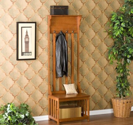 Buy Hall Tree Entry Bench with Coat Rack Online | TeakLab 1