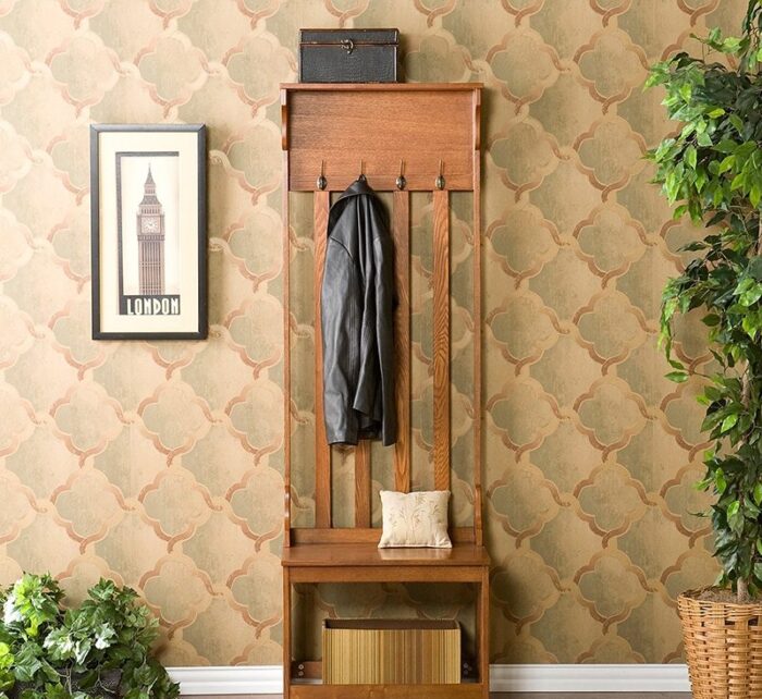 Buy Hall Tree Entry Bench with Coat Rack Online | TeakLab 2