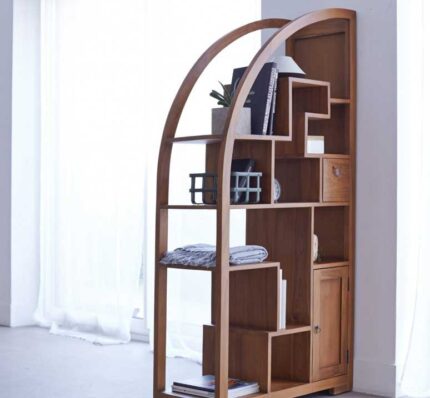 Buy Hand-Carved, Rounded Lines Teak Bookcase Divider Online | TeakLab 1