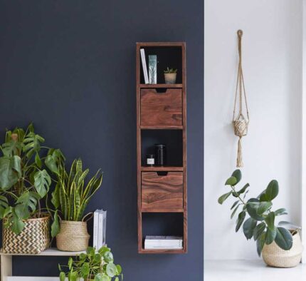 Buy The Wall-Mounted Teak Shelf Unit / Book Shelf Online | TeakLab