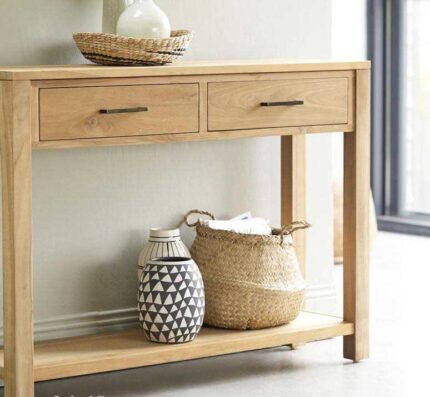 Buy Console Table with 2 drawers and a lower shelf Online | TeakLab 1