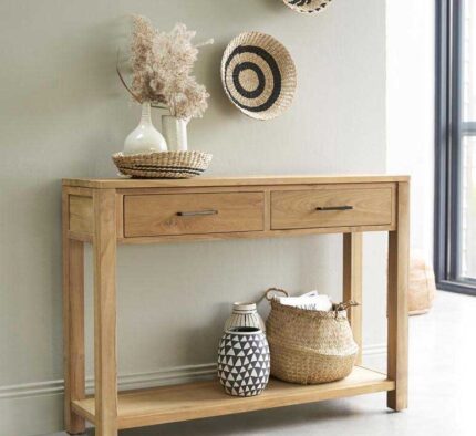 Buy Console Table with 2 drawers and a lower shelf Online | TeakLab