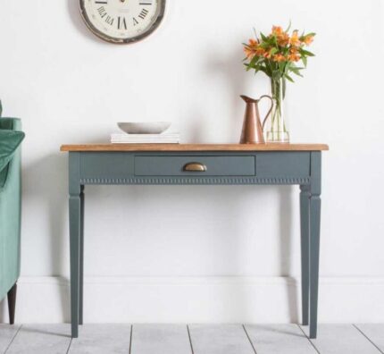 Buy Teak Console Table in Myrtle Green Color Online | TeakLab 1