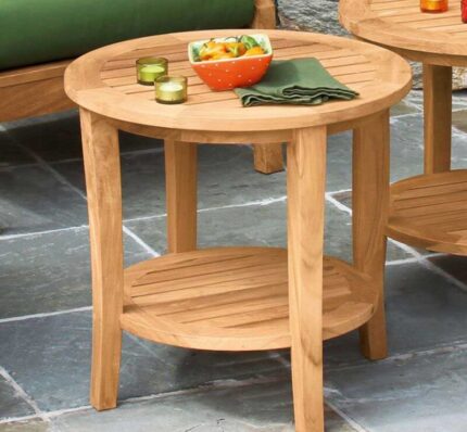 Buy Teak Wood Outdoor Round Side Table Online | TeakLab 1