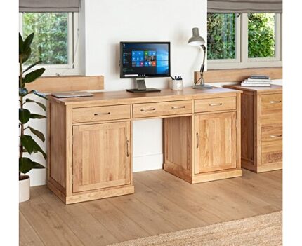 Buy Teak Large Hidden Office Twin Pedestal Desk Online | TeakLab