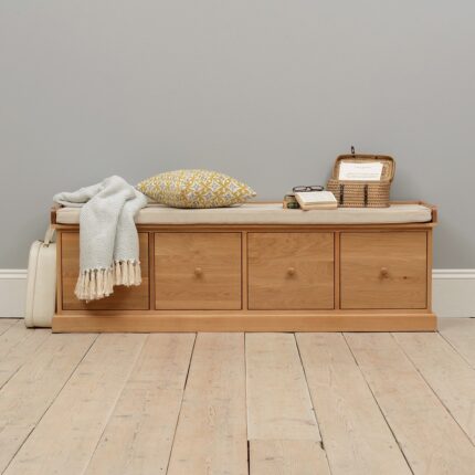 Buy Four Drawer Shoe Bench with Cushion Online | TeakLab