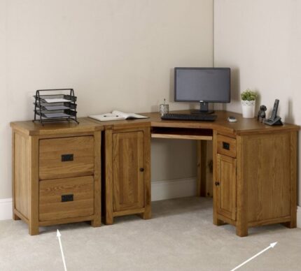 Buy Solid Teak Wood Corner Desk Online | TeakLab 1