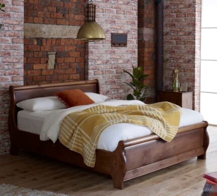 Buy Supreme Teak Wood Low Sleigh Bed Online | TeakLab