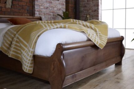 Buy Supreme Teak Wood Low Sleigh Bed Online | TeakLab 1