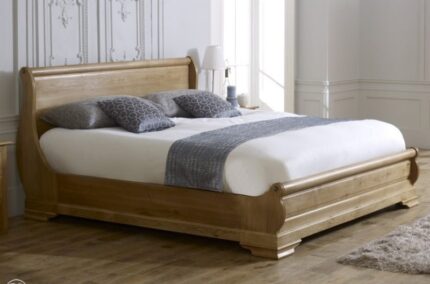 Buy Supreme Teak Wood Sleigh Bed Online | TeakLab 1