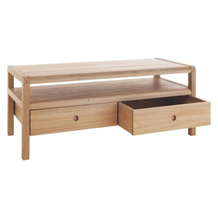 Buy Teak TV Stand With Two Storage Drawers Online | TeakLab 3