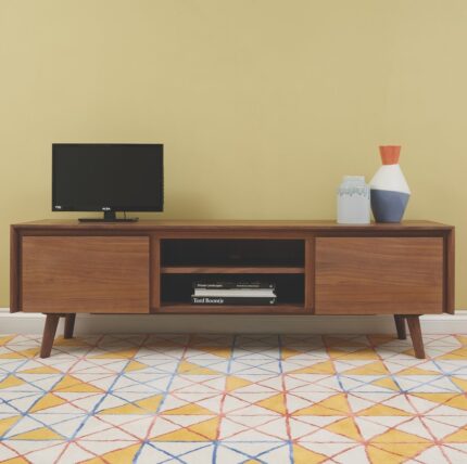 Buy Teak Large TV Stand With 2 Doors Online | TeakLab